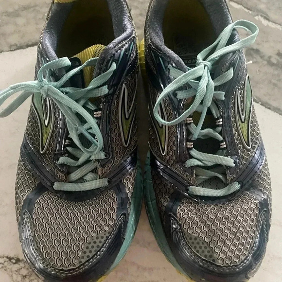 Brooks Ghost blue, grey, yellow women’s running shoe 8.5 - Picture 1 of 8